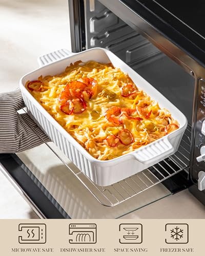 Side profile of the MALACASA 4.4QT white baking dish