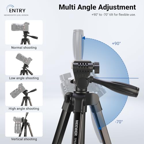 Close up of NEEWER TP53 tripod head and controls