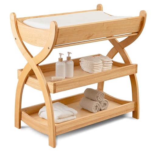 Comfy Cubs Baby Changing Table Natural Wood front view