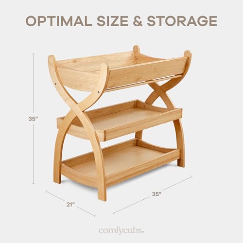 Comfy Cubs baby table showing sturdy wood construction