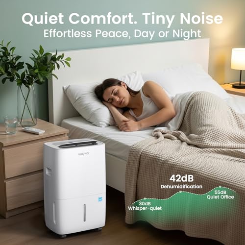 Side profile of Waykar 80 pint basement dehumidifier