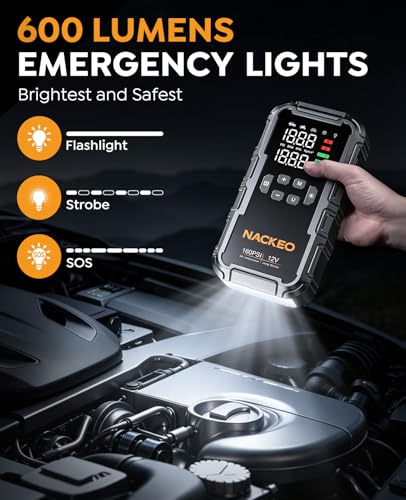 NACKEO 8000A jump starter with included accessories