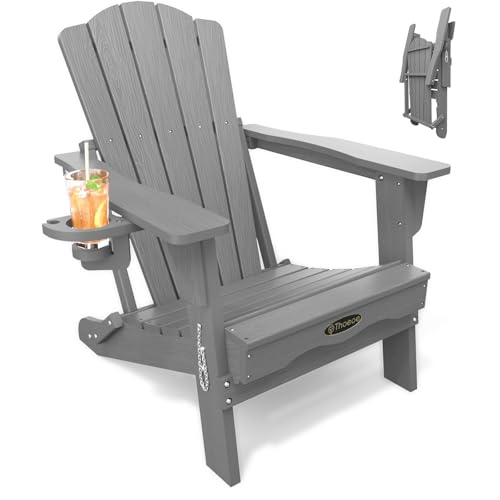 THOEOE Folding Adirondack Chair grey front view