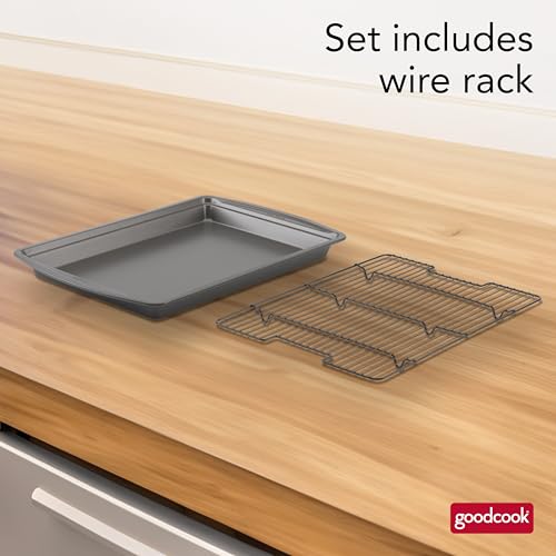 Dark gray carbon steel baking pan view