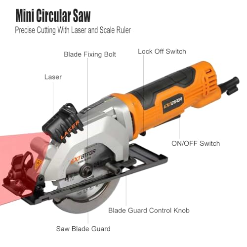 Extbtfor mini circular saw with attached guide ruler
