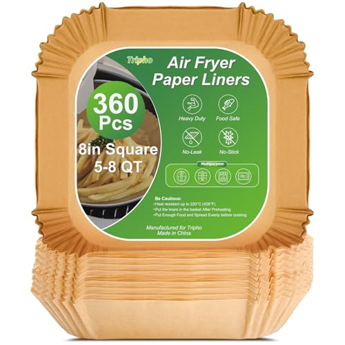 Tripho 360 Pcs 8 inch square air fryer paper liners