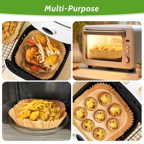 Top view of natural color air fryer paper squares