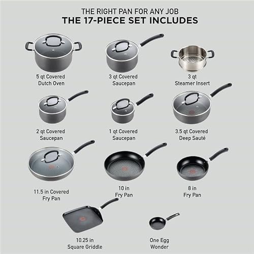 Full collection of T-Fal hard anodized pots and pans