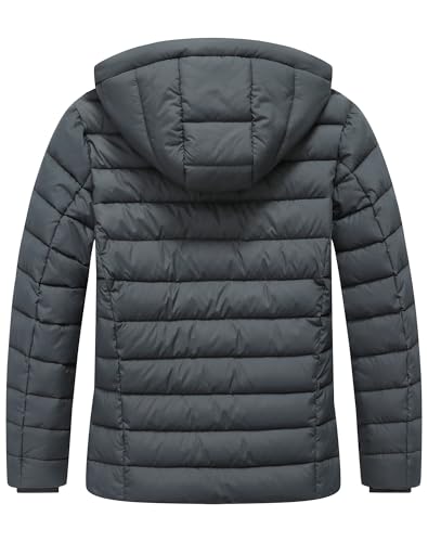 Dark Grey puffer jacket with hood attached