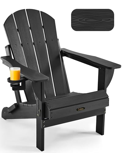 Ciokea Folding Adirondack Chair Black front view