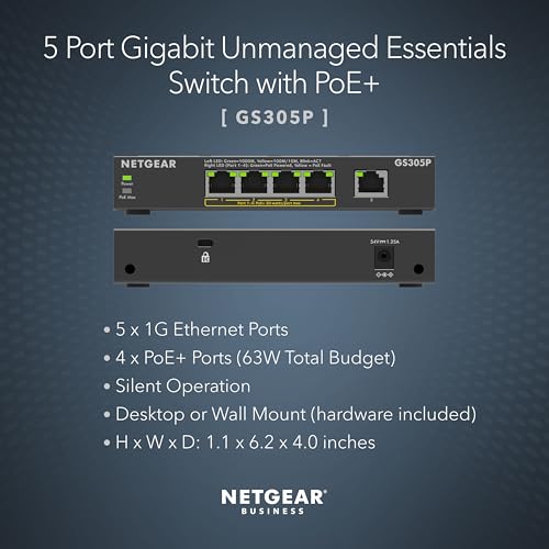 NETGEAR GS305P with 4 PoE+ ports
