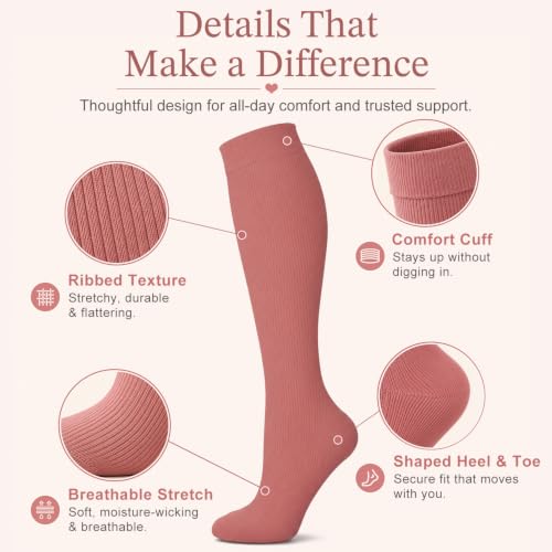 Side profile of pink compression socks