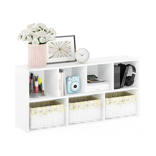 Top view of Furinno 7-cube bookshelf unit