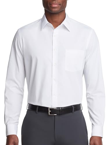 Van Heusen Men's Regular Fit Poplin Solid Dress Shirt front view