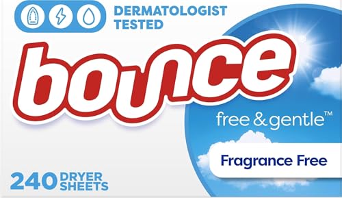Bounce Free & Gentle dryer sheets box front