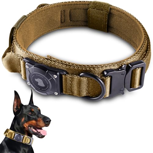 Odokele 2026 Upgrade Waterproof Tactical AirTag Dog Collar Khaki view
