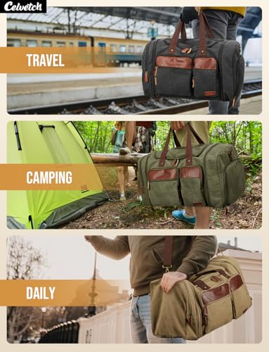 Person carrying Celvetch duffle bag via shoulder strap
