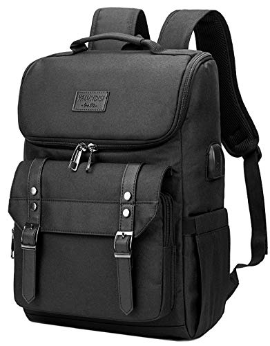 YALUNDISI Vintage Backpack Black front view