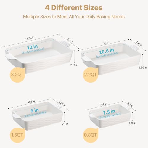 Estmoon 12-inch white rectangular porcelain pan