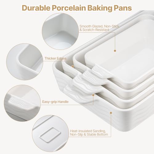 Estmoon 10.6-inch white baking dish with handles