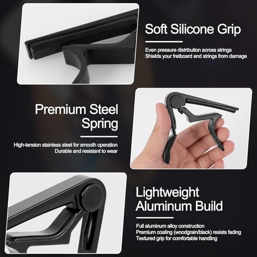 Wood finish Ortarco capo with included picks