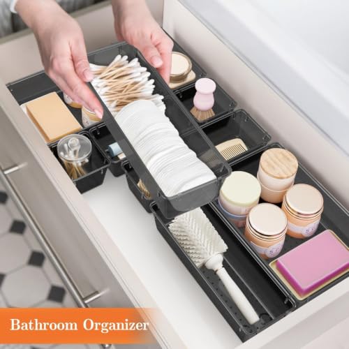 Kitchen drawer layout with plastic organizers