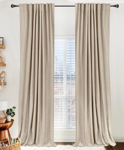 100% Blackout Shield linen textured curtains set