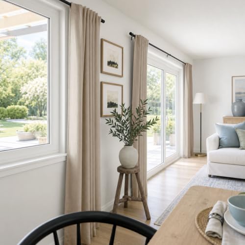 Drape fold quality of oatmeal blackout curtains