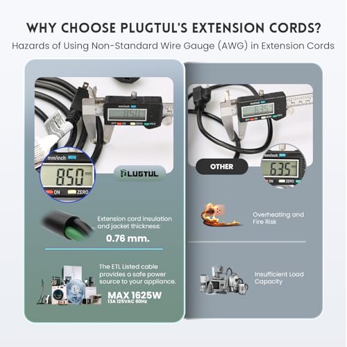 PLUGTUL 16/3 gauge heavy duty extension cord