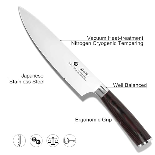 Close up of imarku chef knife steel blade