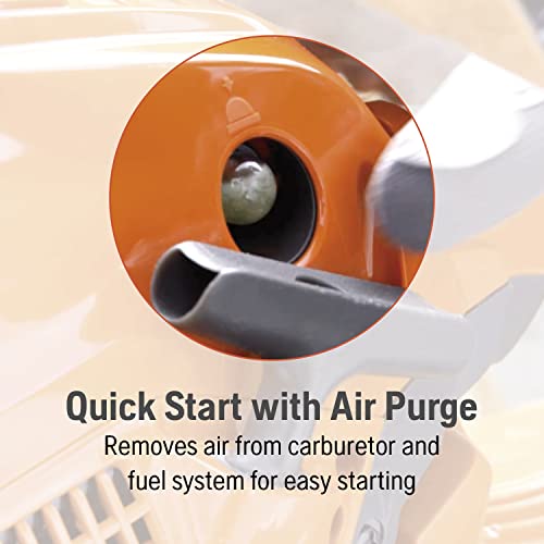 Husqvarna 130 gas chainsaw showing fuel cap