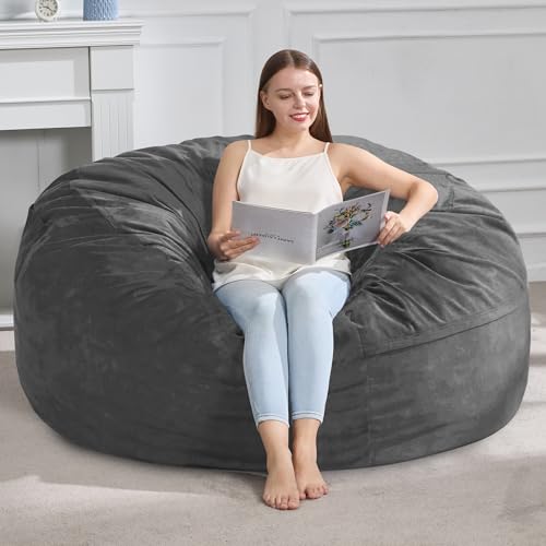 Hobestluk 4FT grey bean bag chair front view