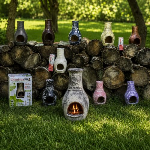 Handmade clay chiminea with airflow grid design