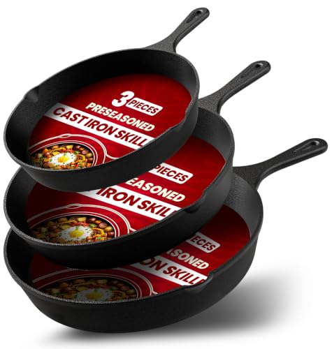 Utopia Kitchen 3 Piece Cast Iron Skillet Set