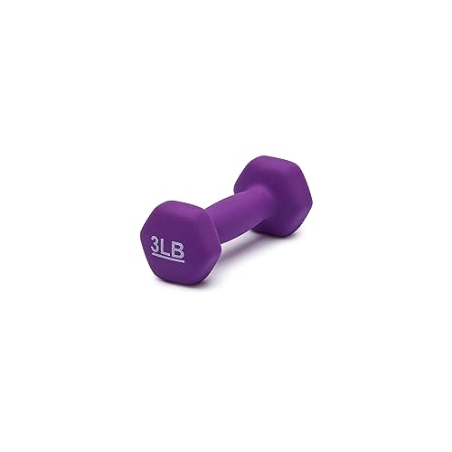 Side profile of purple 3 lb dumbbell
