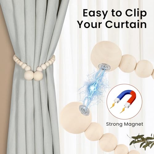 Close up of magnetic wood bead clasp