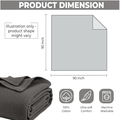 Dark Grey 100% cotton blanket on queen bed