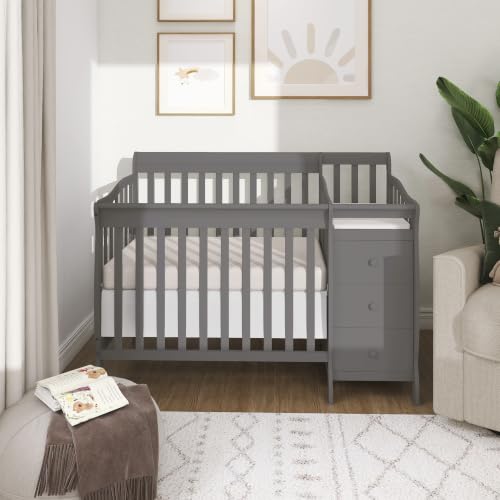 Front view of Jayden mini crib and changer
