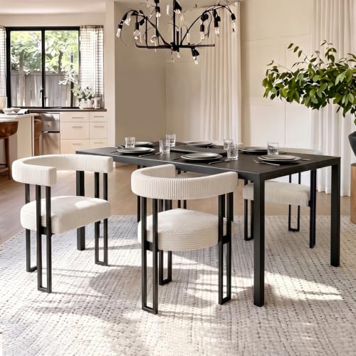 VIRRMO Boucle Dining Chair Set of 4 front view