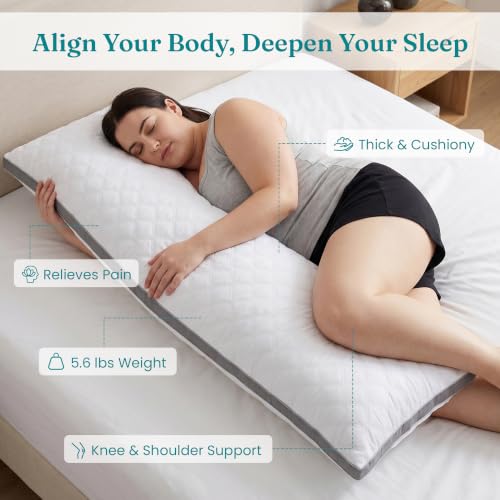 Full body pillow supporting shoulders and hips