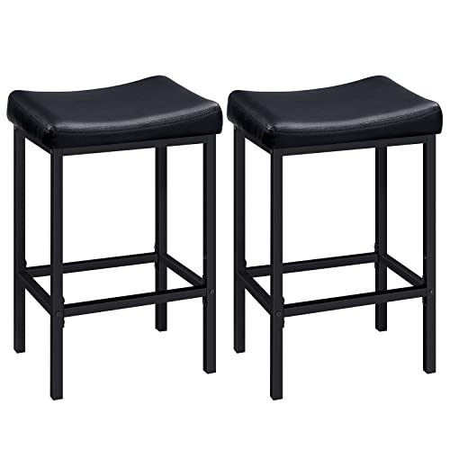 HOOBRO 24.8-inch saddle bar stools in black