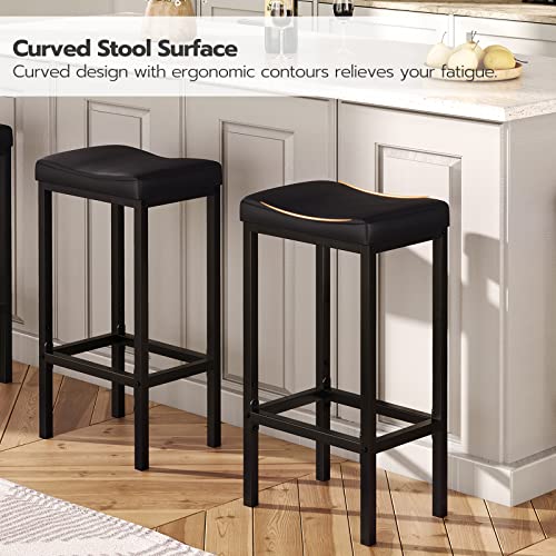 Black HOOBRO bar stools in modern kitchen setting
