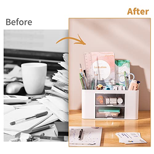 Makeup items stored in Marbrasse desktop organizer