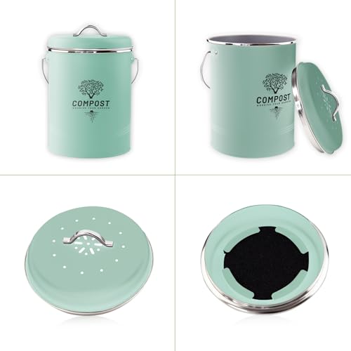 Holismo countertop compost bucket showing handle