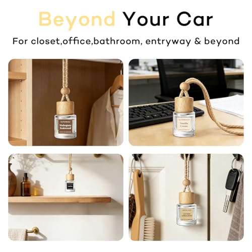 Set of two car air freshener glass bottles