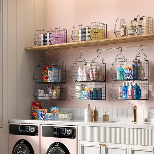 Folded X-cosrack wire storage baskets