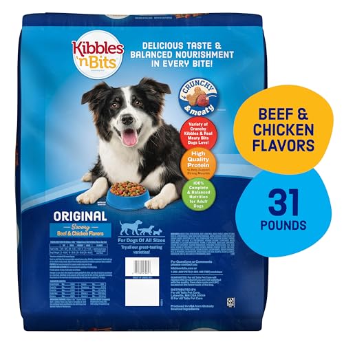 Close up of kibble texture in Kibbles 'n Bits Original bag