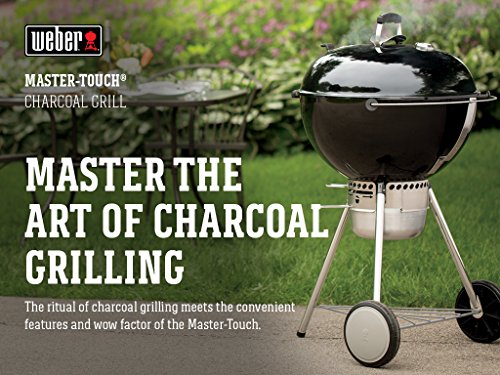 Close up of the porcelain-enameled lid on the Weber Master-Touch