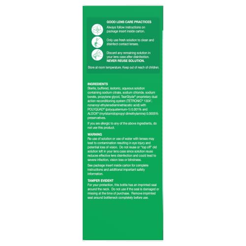 Opti-Free lens solution packaging details