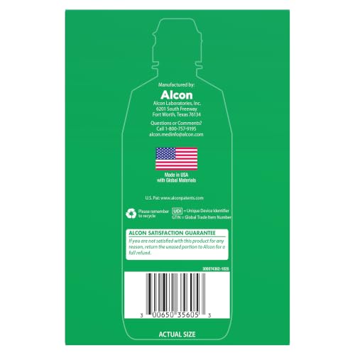Back of bottle showing lens care instructions